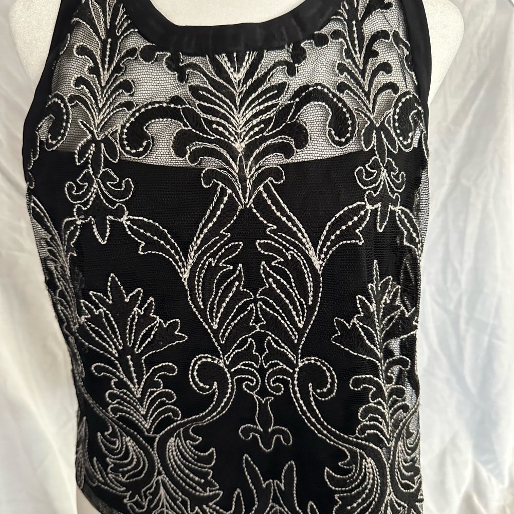 Black and Silver Embroidered Top